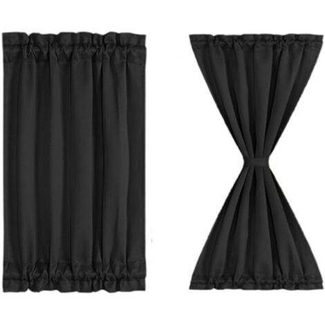 Juego de 2 cortinas opacas con bolsillo para barra corredera para puertas, color negro, 63,5 x 101,6 cm