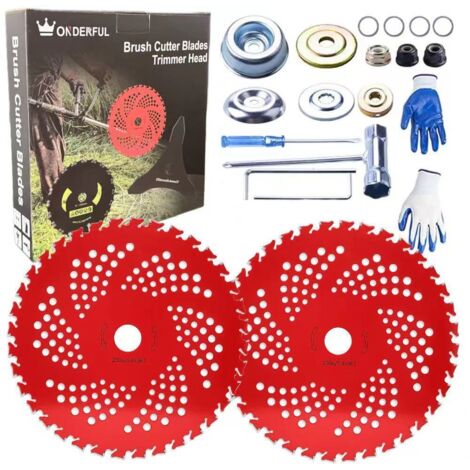 Juego de 2 cuchillas de carburo para desbrozadora de 9 pulgadas x 36 dientes, cuchillas Lawn Eater para desbrozadoras, recortadoras, desmalezadoras, kit adaptador universal compatible con Husqvarna, S