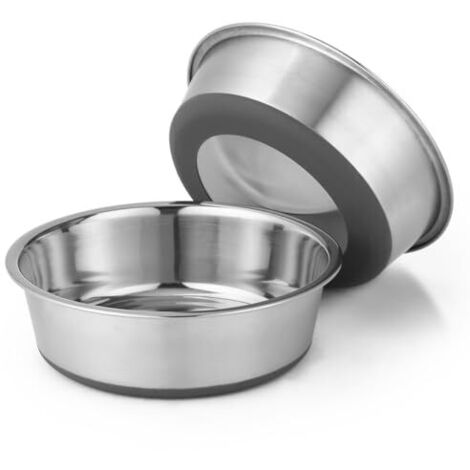 Juego de 2 cuencos de acero inoxidable para perros, base de goma antideslizante, aptos para lavavajillas, fáciles de limpiar, resistentes a la oxidación, para perros medianos.