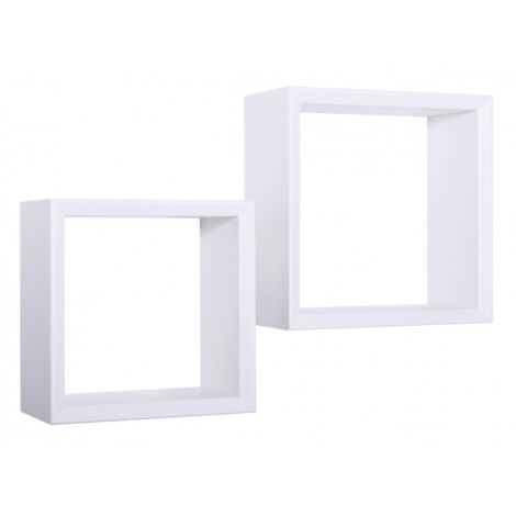 Juego de 2 de pared, cubos decorativos, estantes cúbicos, cubos de almacenamiento, blancos, 35x35 cm p15,5 cm y 30x30 cm p15,5 cm - Ginevra