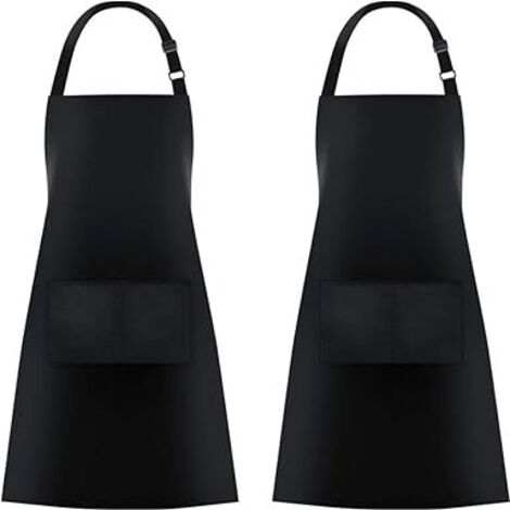 Juego de 2 delantales de cocina con 2 bolsillos para hombre y mujer.