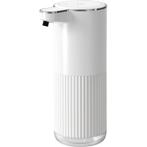 Juego de 2 dispensadores de jabón automáticos, sin contacto y recargables con 4 niveles de espuma ajustables, aptos para encimeras de baño, eléctricos (blanco).