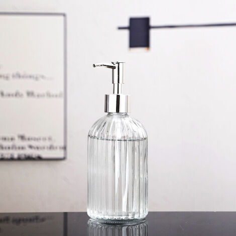 Juego de 2 Dispensadores de Jabón de Vidrio, Dispensadores de Jabón Líquido de 400 Ml con Bomba, Dispensadores de Loción y Jabón Recargables para Cocina, Baño, Lavandería, Hotel (Transparente)