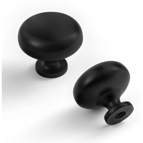 Juego de 2 elegantes pomos negros mate para armarios - Herrajes clásicos redondos para cocina, tiradores modernos para cajones, elegantes tiradores para cómoda