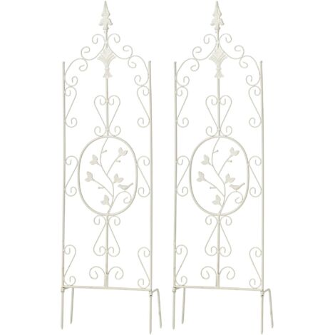 Juego de 2 enrejados de jardín soporte para plantas trepadoras 122x35 cm metal blanco 100003824