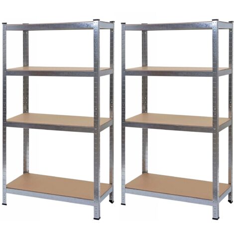 Juego de 2 estanterías para cargas pesadas HHG-094, estanterías de taller, 160x80x40cm, capacidad de carga 320kg cada una MVG, galvanizado