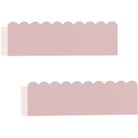 Juego de 2 estantes de pared infantiles 40 x 10 x 10 cm rosa 030010612