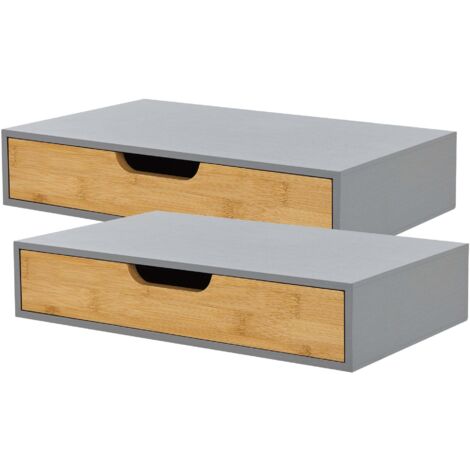 Juego de 2 estantes de pared mueble de almacenaje moderno 40 x 24 x 8 cm gris 030009735