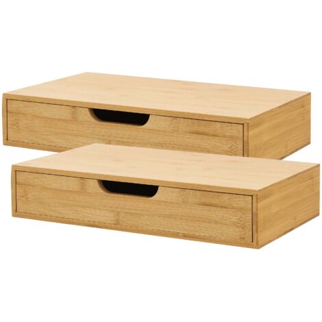 Juego de 2 estantes de pared mueble de almacenaje moderno 40 x 24 x 8 cm natural 030009736