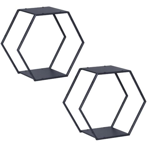 Juego de 2 estantes de pared mueble de almacenaje moderno acero 32 x 37 x 19 cm negro 030009758