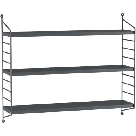 Juego de 2 estantes de pared mueble de almacenaje moderno acero 50 x 60 x 15 cm gris oscuro 030009748