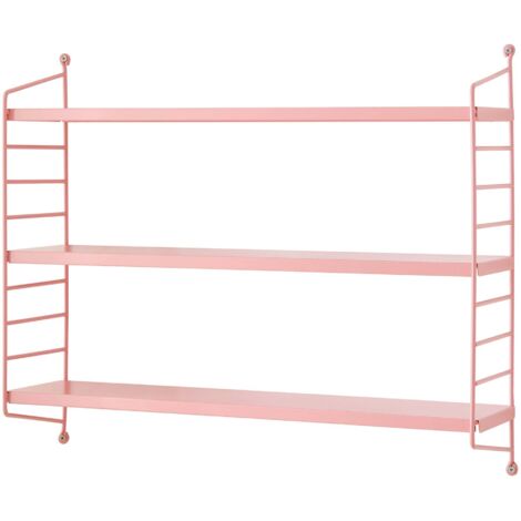 Juego de 2 estantes de pared mueble de almacenaje moderno acero 50 x 60 x 15 cm rosa 030009754
