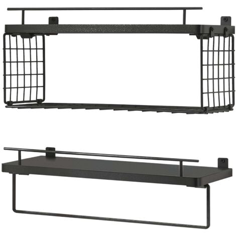 Juego de 2 estantes de pared mueble de baño moderno color negro 030009761