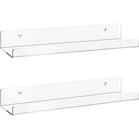 Juego de 2 estantes flotantes invisibles de acrílico para pared: ideales para habitación infantil, estantería, especiero y baño, para cosméticos, fotos, libros y especias.