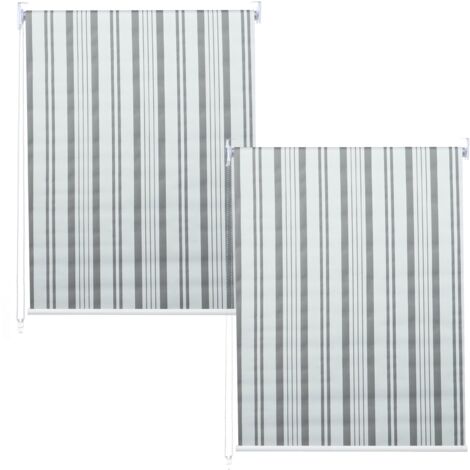 Juego de 2 estores enrollables para ventanas con kit de montaje 120 x 230 cm protección solar gris opaco/blanco 040007438