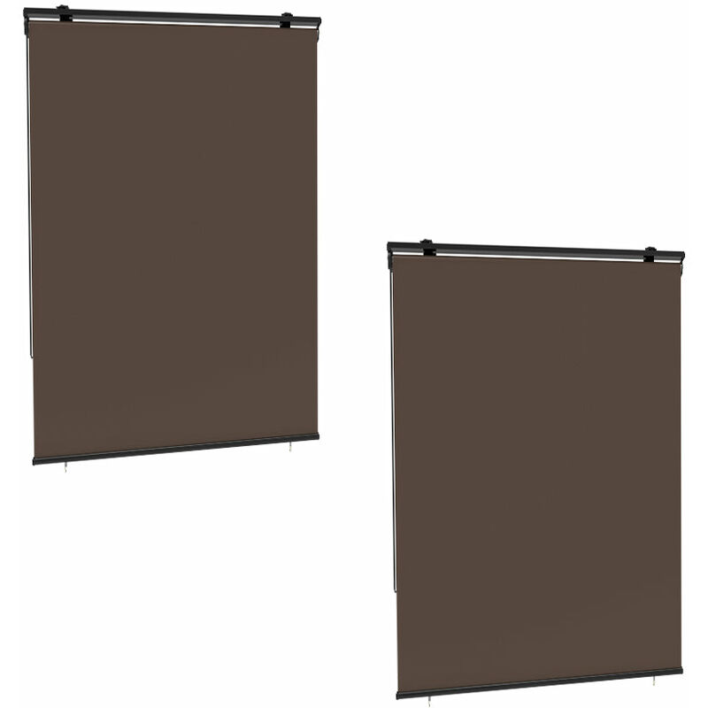 

Juego de 2 estores enrollables universales HOUSTON para exteriores de 120 x 225 cm de color topo con ganchos ajustables