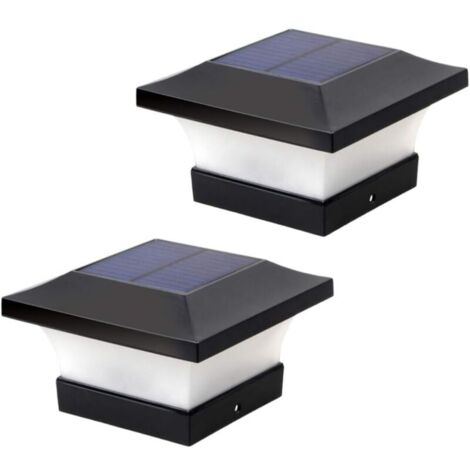 Juego de 2 farolas solares exteriores para postes, ideales para iluminar cercas y terrazas. Iluminación solar LED blanca de alto brillo (6000K) para postes de 4 x 4, 5 x 5 o 6 x 6 pulgadas.