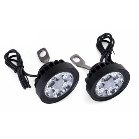 Juego de 2 faros delanteros para motocicleta, 6 LED, faros antiniebla, luces de carretera, luces de espejo, 12V-85V LED para motocicleta