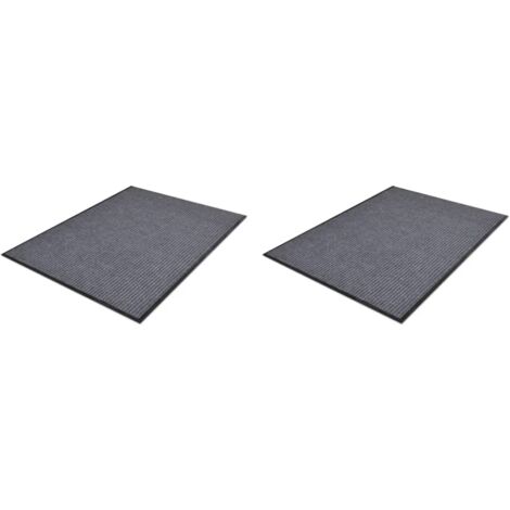 Juego de 2 felpudos de PVC gris 90x60 cm DEC023148