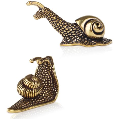 Juego de 2 figuras de caracoles de latón para decoración de jardín, decoración de interiores, caracol de latón, dorado