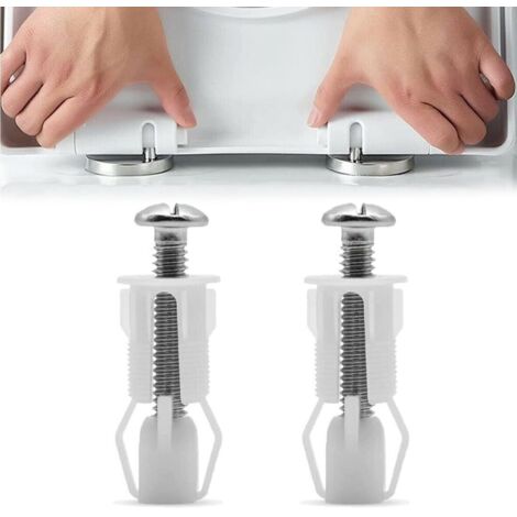 Juego de 2 fijaciones para asiento de inodoro - tuercas de goma y tornillos de fijación, Accesorio imprescindible para el montaje del asiento del inodoro, como recambios para asientos de inodoro