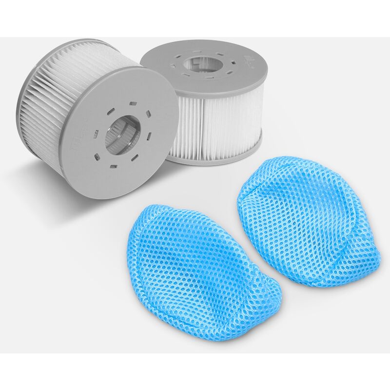 Sweeek - Juego De 2 Filtros Con Redes Para Spas Hinchables Mspa V2, Ø108Cm - 2 Cartuchos De Filtro De Recambio Para Spas Hinchables Mspa + 2 Redes De