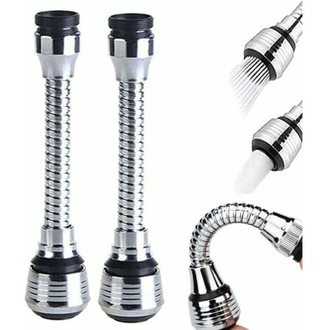 Juego de 2 filtros de cocina de 360 grados, extensor de grifo de ducha, boquilla ajustable de dos modos para fregadero de cocina, apto para fregaderos de cocina y baños.
