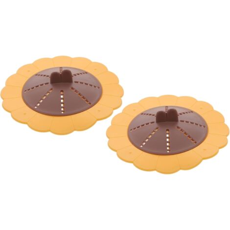 Juego de 2 filtros de silicona con diseño de girasol, protector de drenaje de silicona, tapa de drenaje de ducha, filtro protector de bañera, baño, cocina
