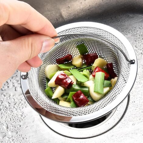 Juego de 2 filtros para fregadero de cocina - Tapón de acero inoxidable - Colador antiobstrucción - Fregadero con asa, 11 x 7,8 x 2 cm