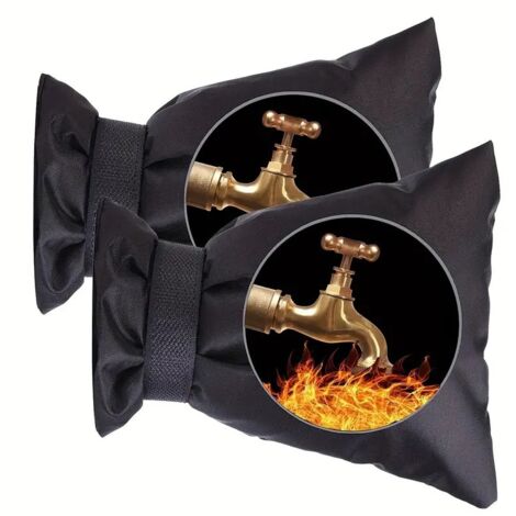 Juego de 2 fundas aislantes para grifos exteriores gruesos e impermeables – Negras (15 cm × 21 cm)
