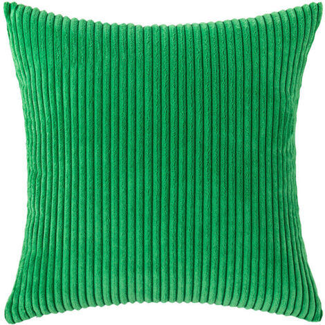 Juego de 2 fundas de almohada cuadradas de pana a rayas, fundas de almohada suaves para sofá (20", verde oscuro)