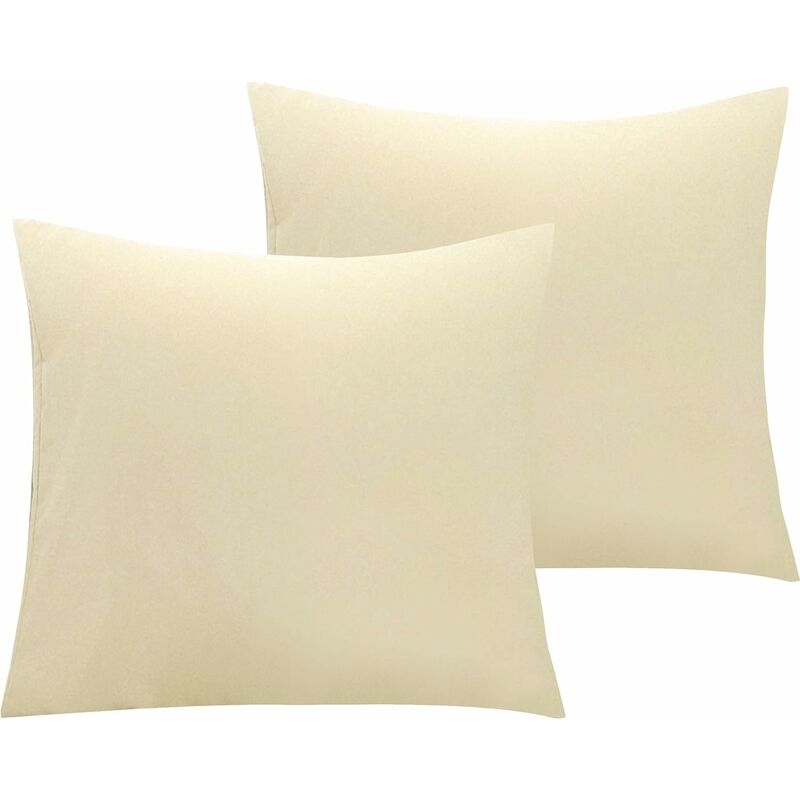 

Juego de 2 fundas de almohada de microfibra con cremallera, fácil de lavar y funda de almohada súper suave, 65x65 cm, beige