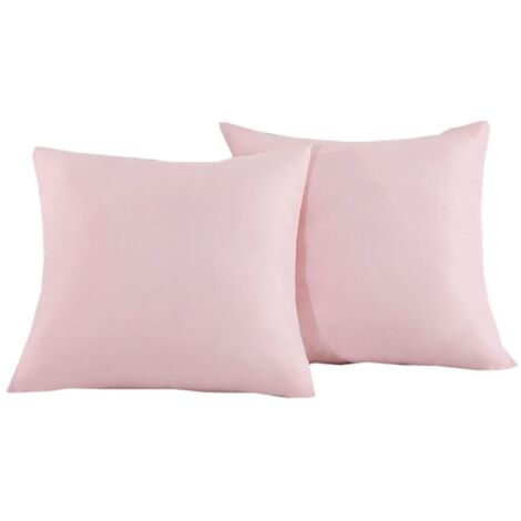 Juego de 2 fundas de almohada rosas de 60x60 cm con cremallera de microfibra.