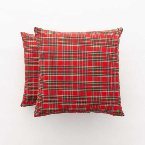Juego de 2 fundas de cojín navideñas de algodón jacquard rojo, 45x45 cm - Check