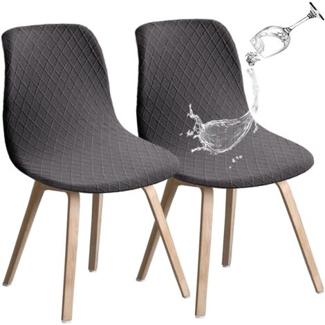 Juego de 2 fundas elásticas para sillas de comedor, extraíbles, lavables, universales, duraderas, modernas, para comedor, hotel, decoración, boda (gris oscuro)