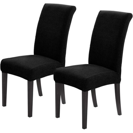 Juego de 2 fundas para sillas de comedor, funda elástica para sofá de comedor, protector de asiento, fundas lavables para sillas Parsons para hogar, hotel, banquetes (negro, juego de 2)