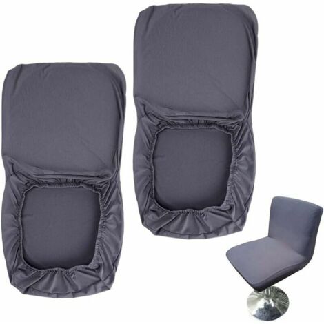 Juego de 2 fundas para taburete de bar gris oscuro con funda de respaldo elástica para silla de comedor giratoria corta