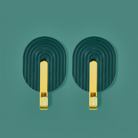 Juego de 2 ganchos adhesivos para toallas, para montaje en pared, ideales para baño y cocina. Gran adherencia, alta capacidad de carga, no requiere taladrar, color verde oscuro.