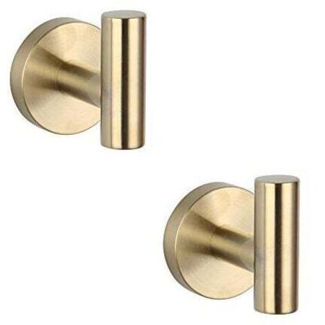 Juego de 2 ganchos de acero inoxidable SUS 304 en oro cepillado para baño