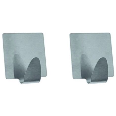 Juego de 2 ganchos de pared adhesivos de acero inoxidable MSV
