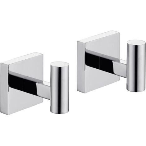 Juego de 2 ganchos de pared fabricados en acero inoxidable cromado.