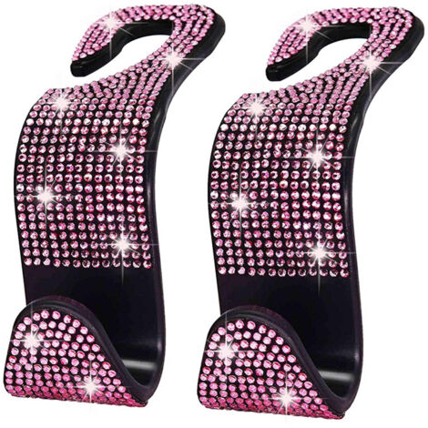 Juego de 2 ganchos para coche, nuevos ganchos de cristal con brillantes diamantes de imitación, organizador para el respaldo del asiento del coche, resistente y duradero, organizador para el asiento t