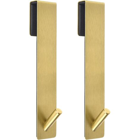 Juego de 2 ganchos para puerta de ducha, ganchos para toallas con capa de espuma, ganchos de pared para puerta de ducha, 17,5 cm, dorados.