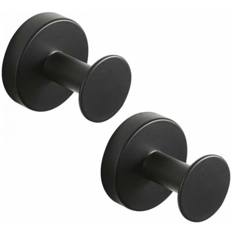 Juego de 2 ganchos redondos para albornoz de acero inoxidable lacado en negro, para montaje en pared, toallero de estilo moderno,