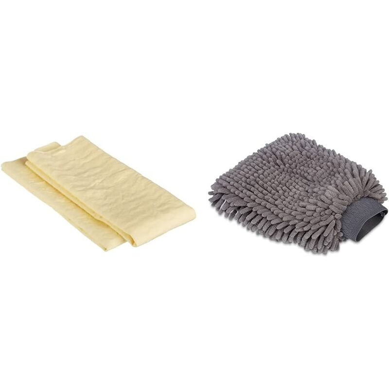 

Juego de 2 guantes de lavado de coche de microfibra y pieles de gamuza