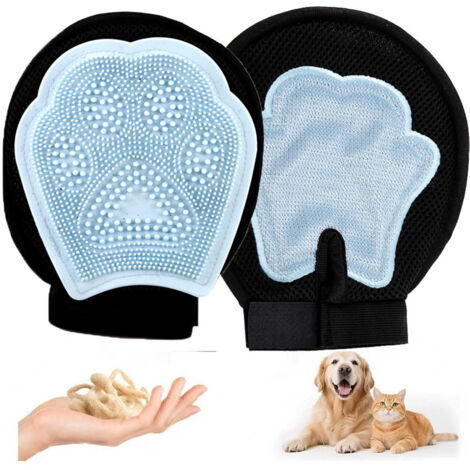 Juego de 2 guantes para el cuidado de perros y gatos, azul claro, para eliminar el pelo de las mascotas. Aptos para perros y gatos.