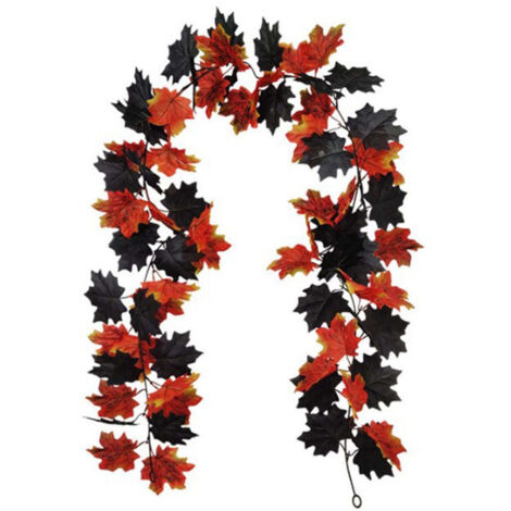 Juego de 2 guirnaldas artificiales de hojas de arce otoñales de 180 cm, ideal para decoración de otoño, Halloween, Acción de Gracias y bodas.