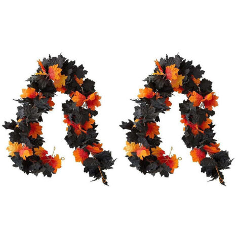 Juego de 2 guirnaldas artificiales de hojas de arce otoñales de 180 cm, ideal para decoración de otoño, Halloween, Acción de Gracias y bodas.