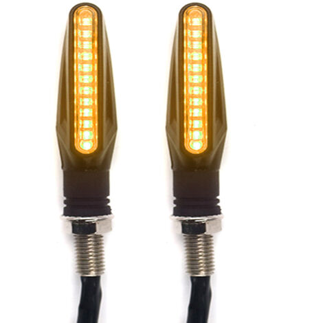 Juego de 2 intermitentes LED para motocicleta, indicadores de luz de circulación diurna universales, relé intermitente estilo agua fluyendo, intermitentes delanteros y traseros.