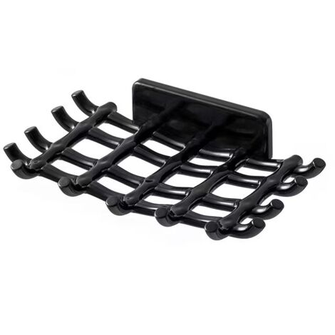 Juego de 2 jaboneras de pared, no requieren taladrar, jaboneras autoadhesivas, de plástico, soporte para esponjas de baño, hogar y cocina (Negro)